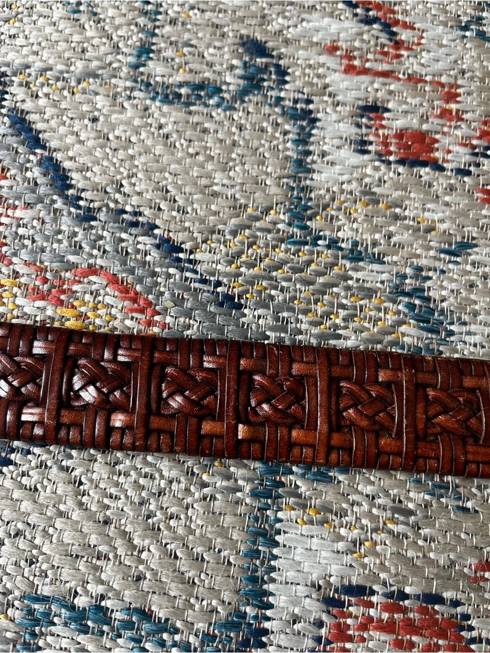 Handcrafted Woven Chestnut Brown Leather Belt with Polished Buckle Unbranded